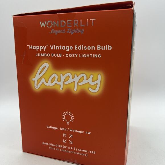 Wonderlit Jumbo LED Filament Bulb Happy Vintage Edison Orange 5 x 7" - Picture 6 of 7